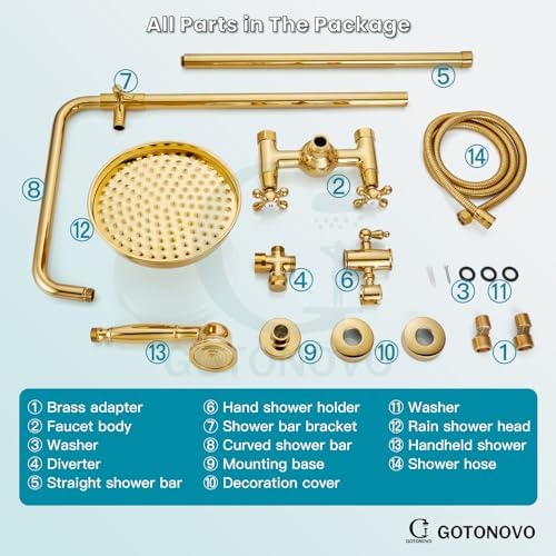Elegant Gold-Plated Exposed Shower Faucet Set