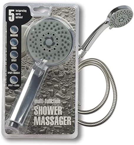Premium Multi-Function Shower Head Massager - 59 Chrome Silver Hose nozzle