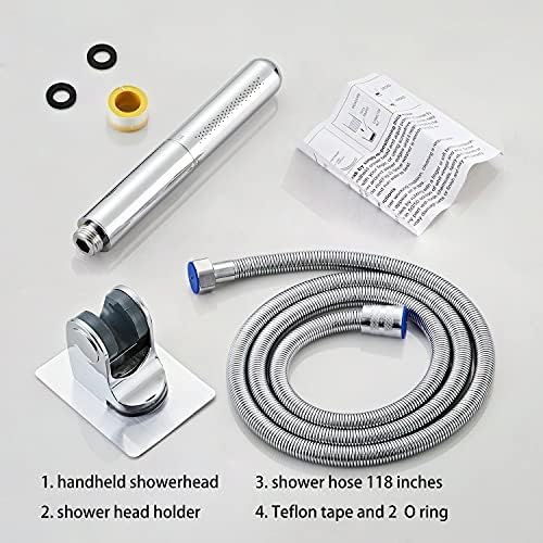 Handheld Shower Head With Extra Long Hose And Wall Mounted Holder Chrome Finish