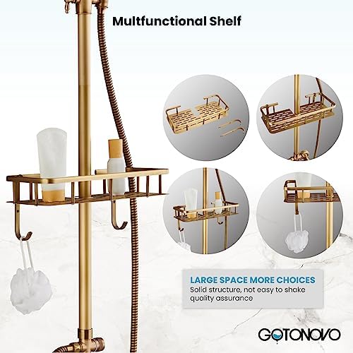GotOnovo Exposed Bathroom Faucet Set 8 inch Rainfall Shower Head with Antique Brass