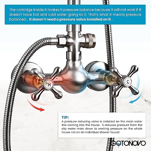 Gotonovo Brushed Nickel 8-inch Rainfall Shower Faucet Set