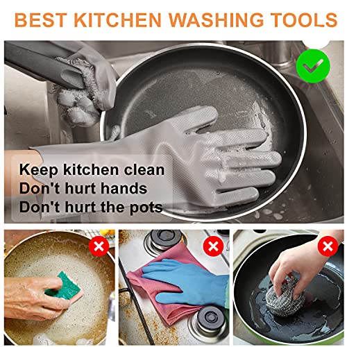 Reusable Silicone Dishwashing Gloves Heat-Resistant Kitchen Bathroom Cleaning