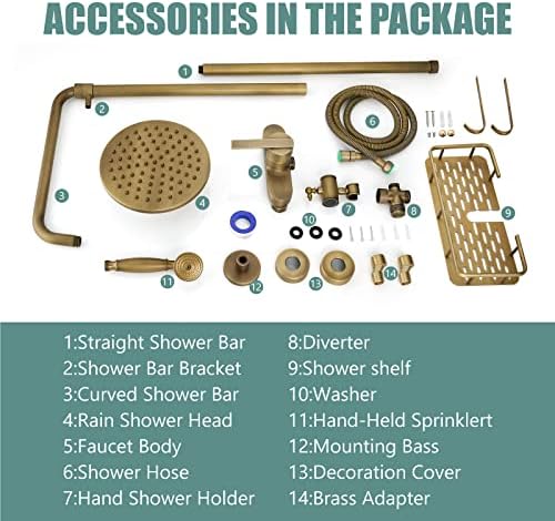 Antique Brass 8 Rainfall Shower Head with Sprayer Handheld Faucet