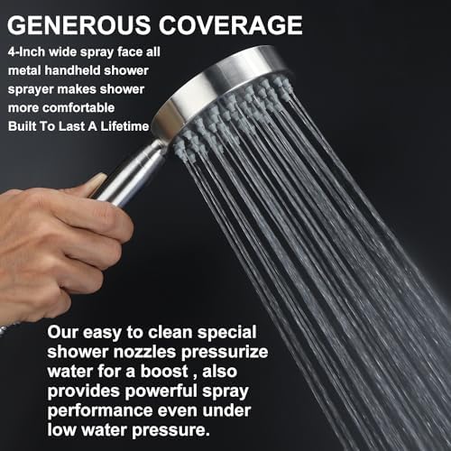High-Quality All-Metal Handheld Shower Head Extra Long hoseADA-Compliant Easy Setup
