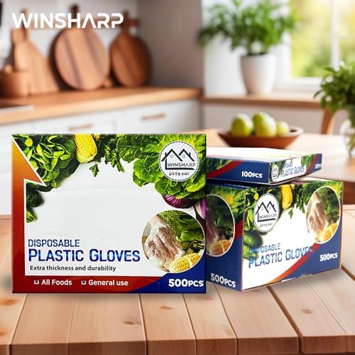 Winsharp Plastic Food Safe Gloves Kitchen Gloves for Storage Cooking