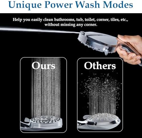 10 Settings Handheld Shower Head with High Pressure and 2 Power Modes