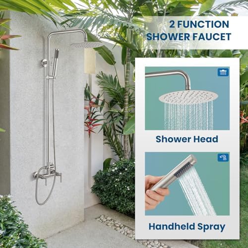 Sturdy Outdoor Shower Combo with Rainfall Handheld Spray