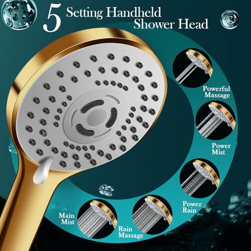 12 gold rainfall shower with adjustable extension