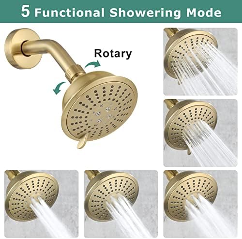 Parlos Shower System Brushed Gold Faucet Set with Tub Spout