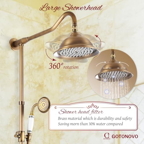 Premium 3-in-1 antique Brass Shower Faucet Set