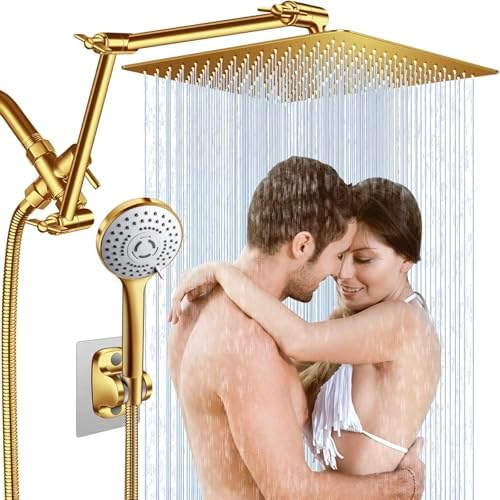 12 gold rainfall shower with adjustable extension