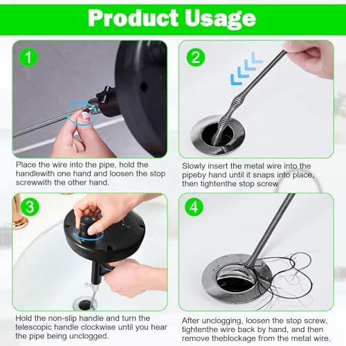 33 Ft Drain Snake Auger Heavy Duty Clog Remover with Gloves