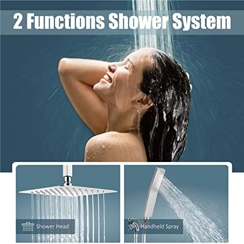 Durable Ceiling Mounted Shower System - Overhead Rain Handheld Spray with Chrome Finish