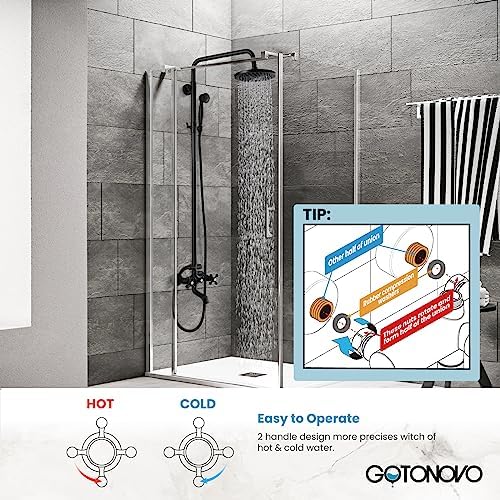 Gotonovo Adjustable Bathroom Faucet Matte Black 8-inch Shower Head
