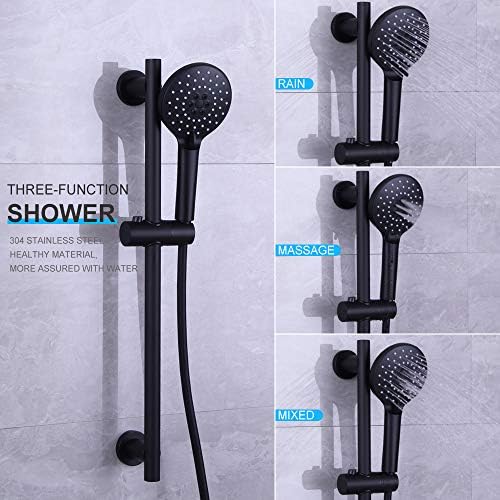 Adjustable Shower Bracket 3-Function Handheld Shower SUS 304 Black Durable Aesthetic
