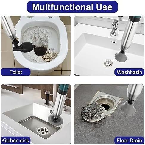 120 PSI Stainless Steel Toilet Plunger with Real-Time Barometer