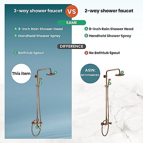 Gotonovo Antique Brass Wall Mounted Shower System