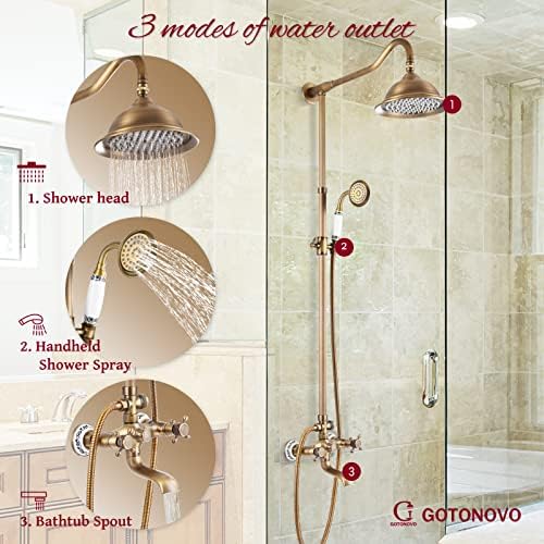 Premium 3-in-1 antique Brass Shower Faucet Set