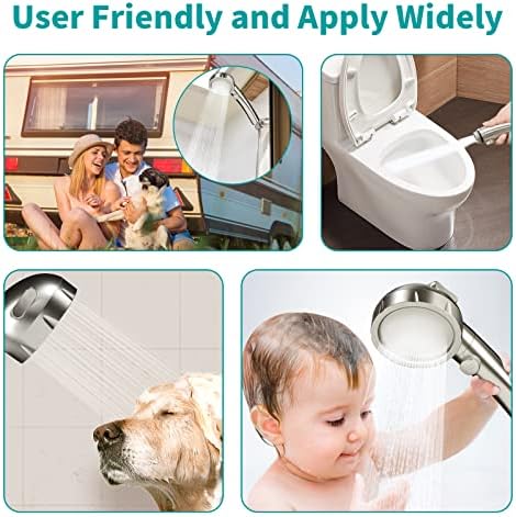 MIAOHUI Modern Handheld Shower Head with 3 Spray Modes Brushed Nickel