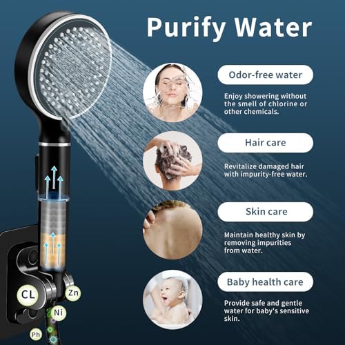 Deuanb High Pressure Detachable Handheld Shower Head 6-Mode 59 Hose