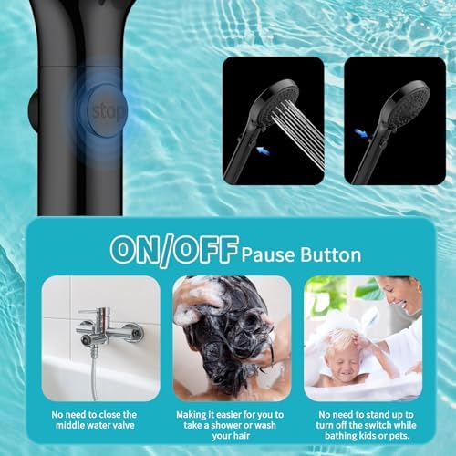 Dual Handheld Shower Head Combo with 80 Inch Hose and 6 Settings