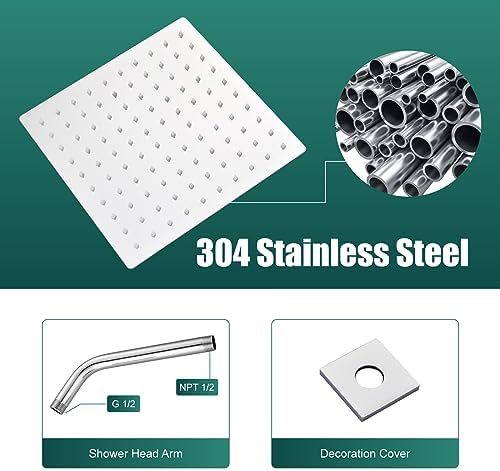 Sturdy Stainless Steel Rainfall Shower Head Set for US