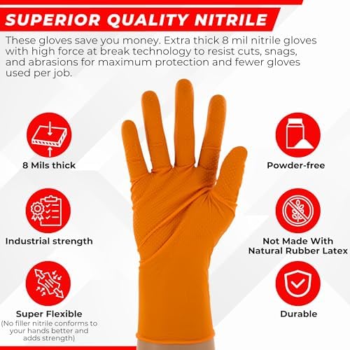 Copperhead HD Orange Nitrile Gloves