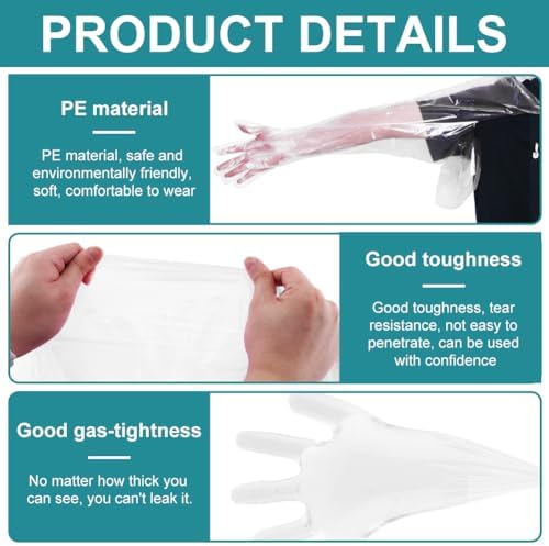 50 Pack Halter Disposable Long Gloves for Veterinary Use and Cleaning