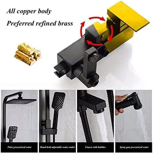 High Pressure Rainfall Showerhead and Handheld Spray - Matte Black