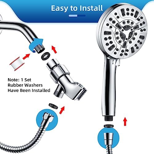 Wall-Mounted Chrome-Covered Round Shower Head with 10-Mode Anti-Clog Design