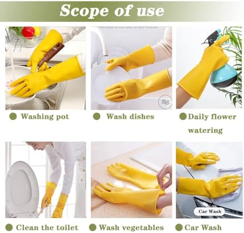 8 Pairs Reusable Cleaning Gloves Extra Thick Yellow