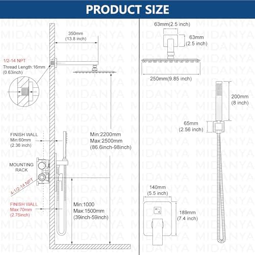 Midanya Rain Shower System Perfect for the Bathroom