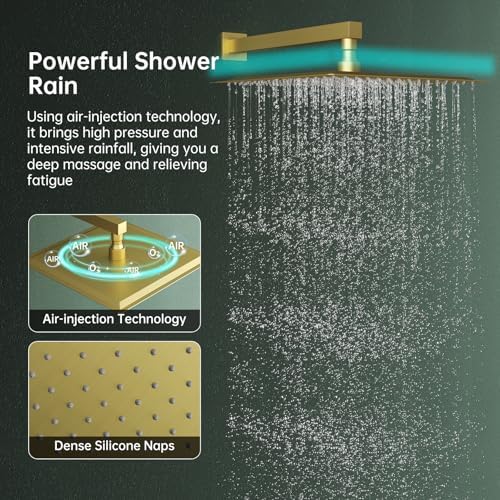 Hoimpro Shower System with Adjustable Slide Bar and Brushed Gold Finish 1