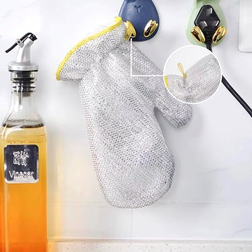 Dual Purpose Wire Dishwashing Gloves with Mesh Fabric for Efficient Cleaning
