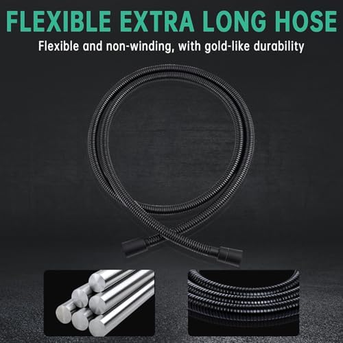 Sleek 70-Inch Handheld Shower Head with Brass Bracket and Long hose