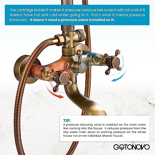 Gotonovo 3-in-1 Shower Faucet - 8 inch Rainfall with Tub Spray