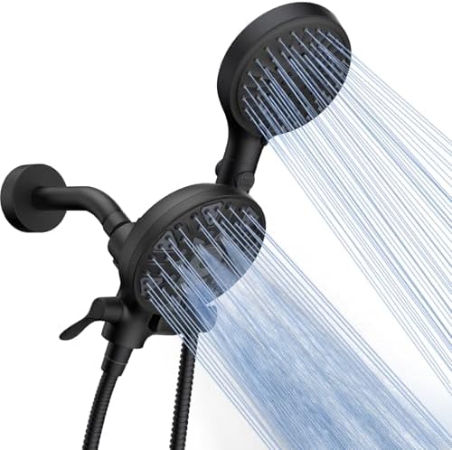 Dual Handheld Shower Head Combo with 80 Inch Hose and 6 Settings