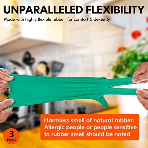 Vgo 3-Pairs Reusable Household Gloves with Long Sleeves