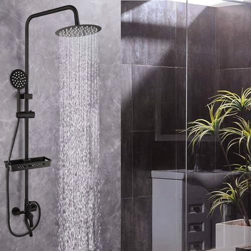 Outdoor Shower System 8-inch Rainfall 3-Function Matte Black Stainless Steel