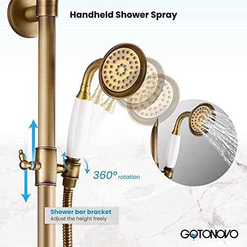 Gotonovo 3-in-1 Shower Faucet - 8 inch Rainfall with Tub Spray