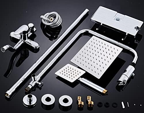 iMeshbean Stainless Steel Silver Shower Faucet Set Wall Mount Triple Function