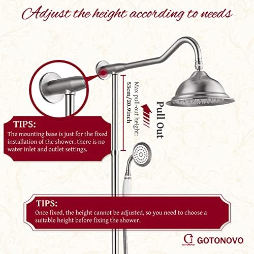 Gotonovo 8-in-1 Luxury Bathtub Shower Faucet with Adjustable Height Brass Finish