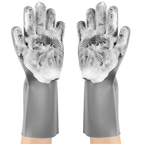 Reusable Silicone Dishwashing Gloves Heat-Resistant Kitchen Bathroom Cleaning