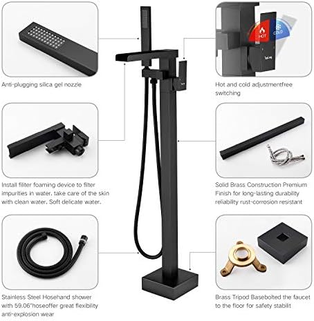 Freestanding bathtub Faucet with 6 GPM Flow Matte Black