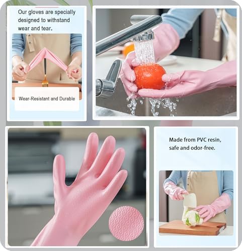 BechKCpro 3-Pair Durable Dishwashing Gloves Latex-Free 15 Long Cuff