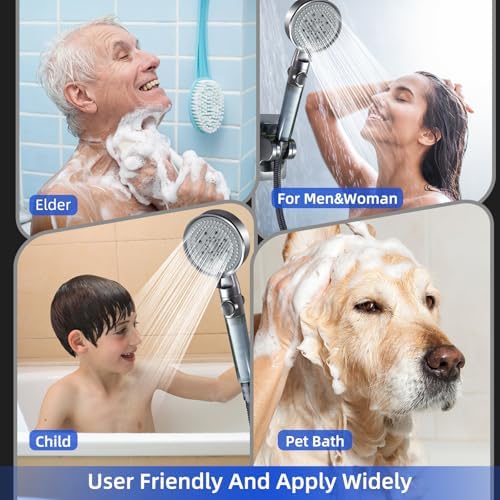 High Pressure Shower Head with Mist Mode 5 Spray Configure 59 Extendable Hose