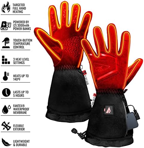 ActionHeat Battery Heated Gloves for Men with 3 Heat Settings