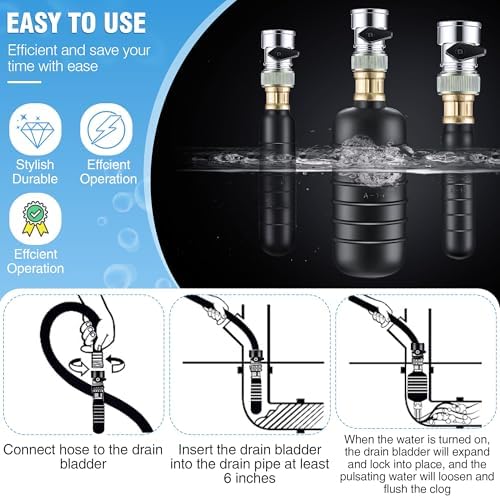 Enhanced 3-Piece Drain Cleaner Bladder Set