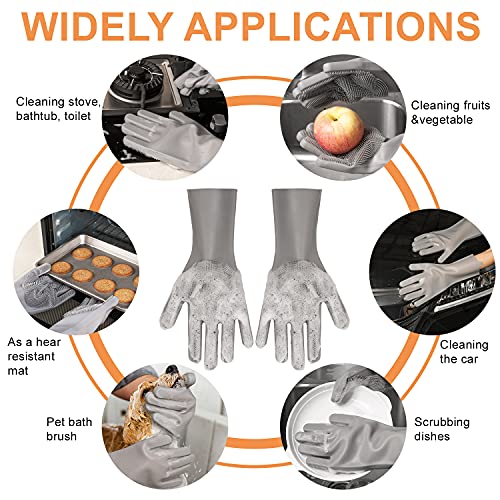 Reusable Silicone Dishwashing Gloves Heat-Resistant Kitchen Bathroom Cleaning