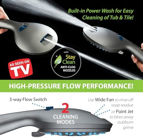 AquaCare 8-Mode Handheld Shower Head with Anti-Clog Technology